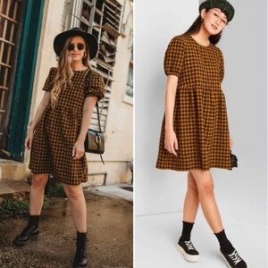 Wild Fable Brown Plaid Mini Dress